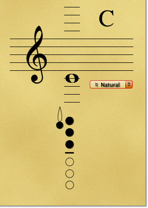 The fingering positions for C.